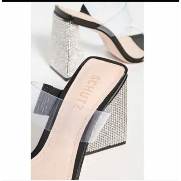 Schutz Ariellen Vinyl Crystal Embellished Heels Sz 8.5B - Picture 3 of 9